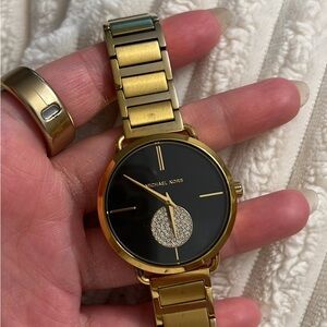 Michael Kors Gold and Black Crystal Accent Women's Watch